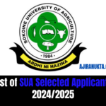 List of SUA Selected Applicants 2024/2025| Majina ya waliochaguliwa SUA