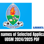 List names of Selected Applicants UDSM 2024/2025 PDF