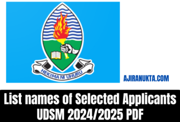 List names of Selected Applicants UDSM 2024/2025 PDF